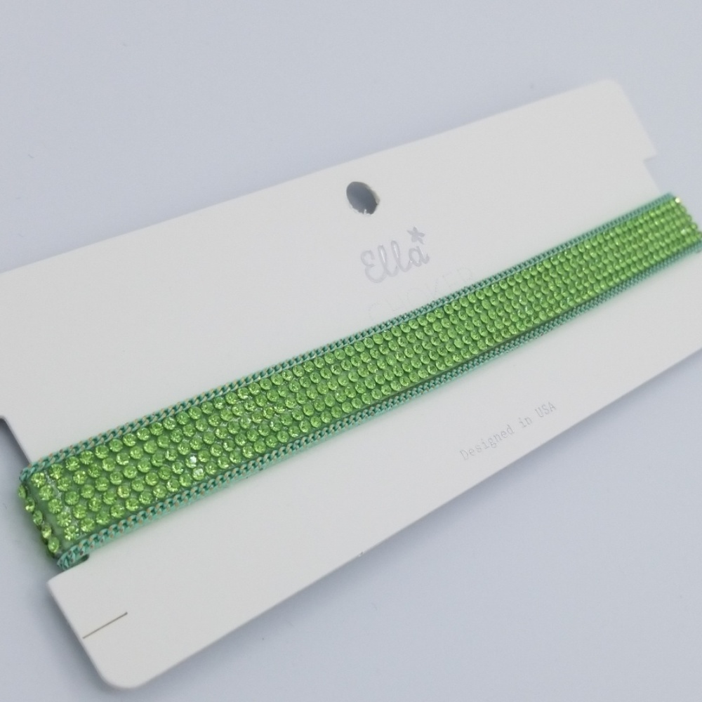 Green Rhinestone Choker - Picture 2 of 3